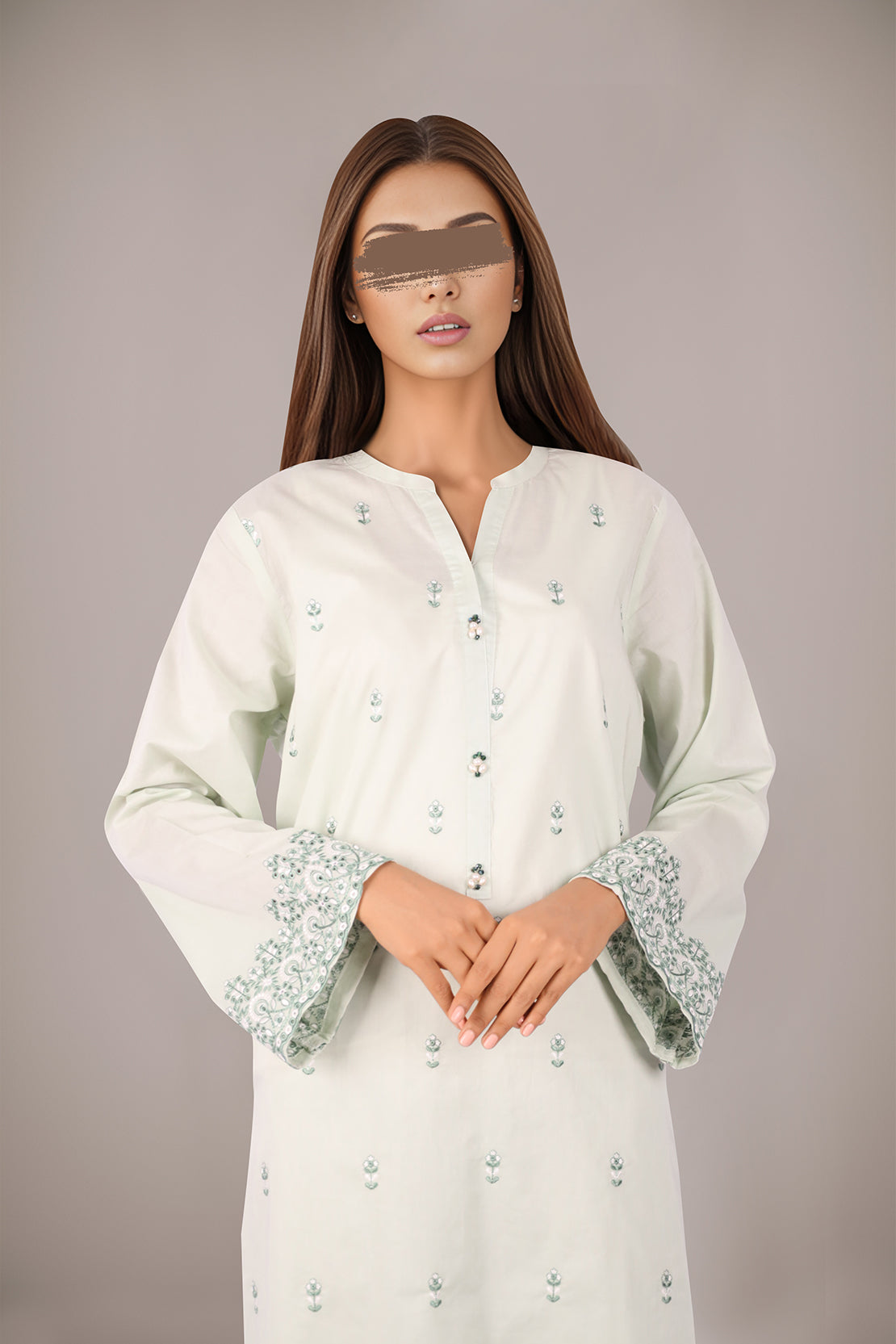 Solid Emb Cotton Stitched 2 Piece (Shirt/Trouser)53998