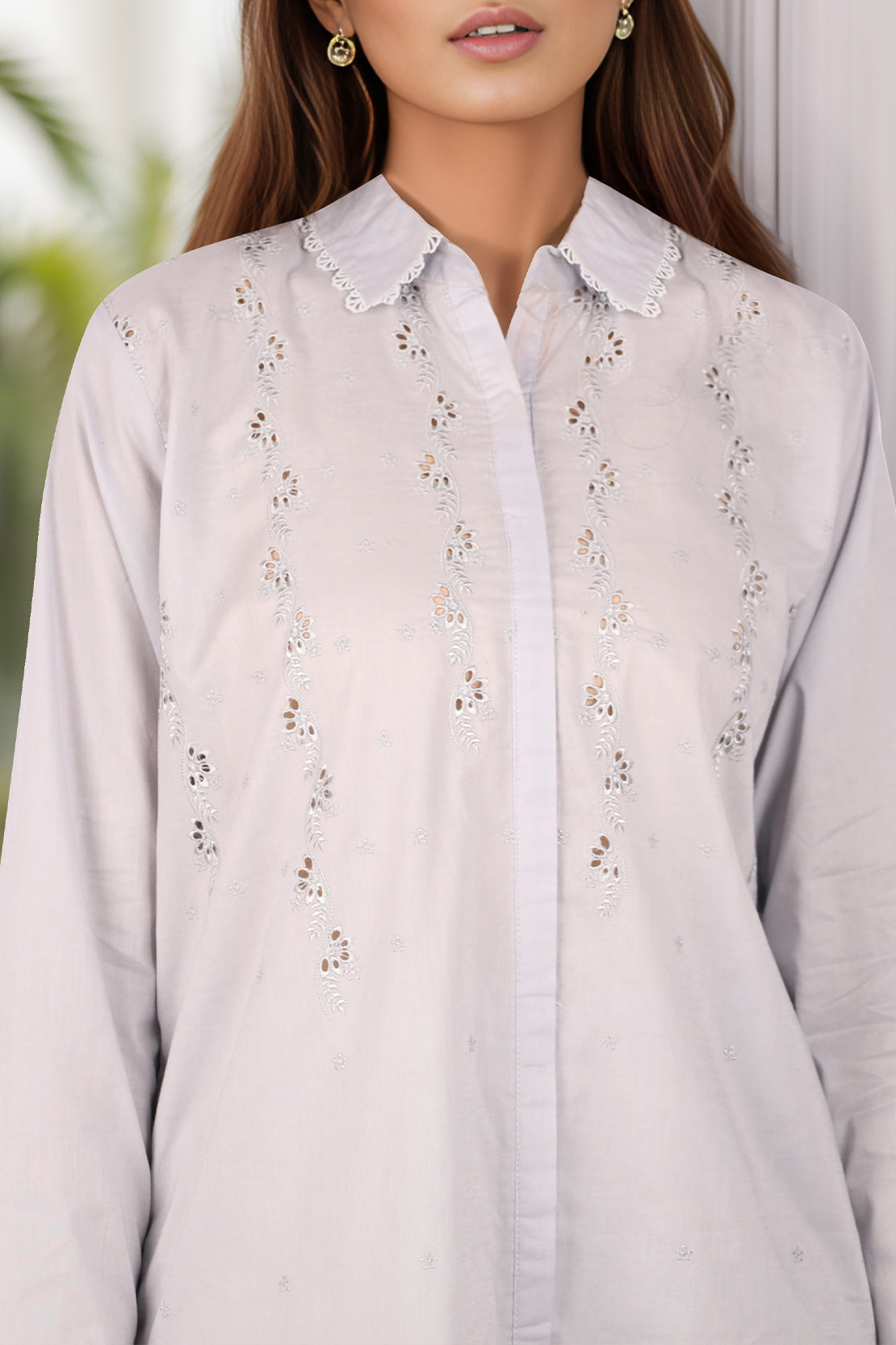 Solid Embroidered Cotton Stitched 2 Piece (Shirt/Trouser)51245