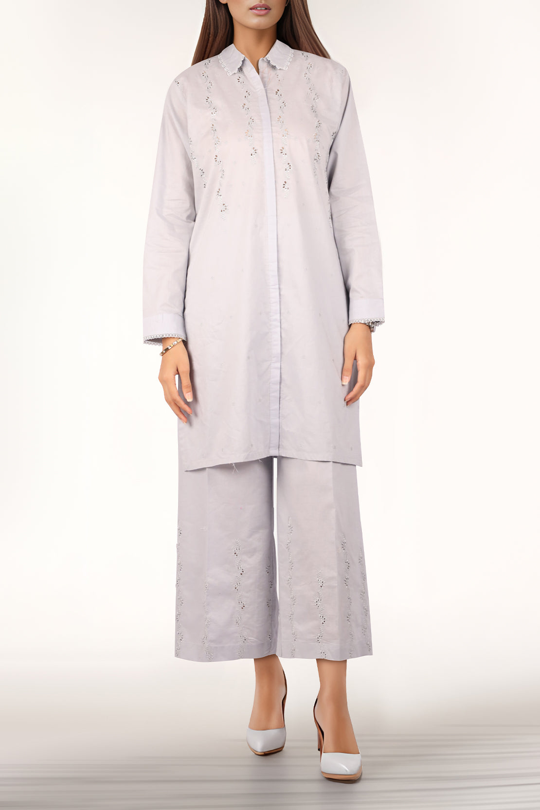 Solid Embroidered Cotton Stitched 2 Piece (Shirt/Trouser)51245