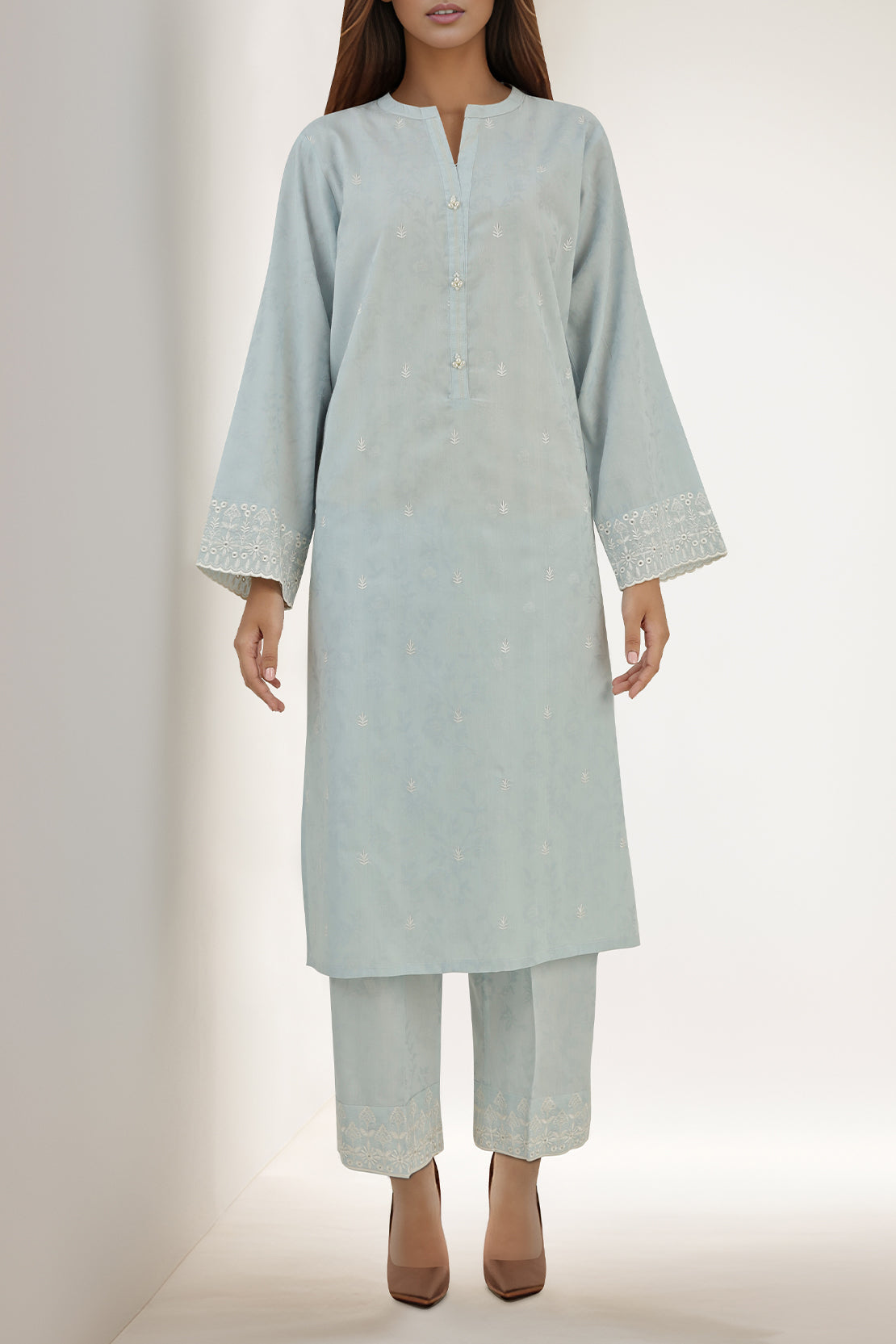 Embroidered Cotton Jacquard Stitched 2 Piece55061