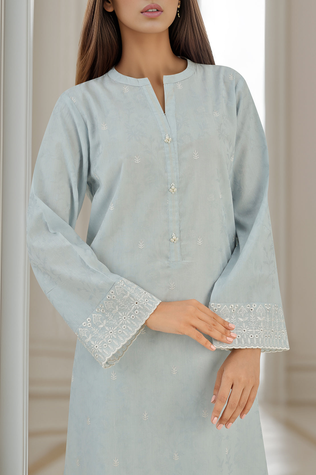 Embroidered Cotton Jacquard Stitched 2 Piece55061