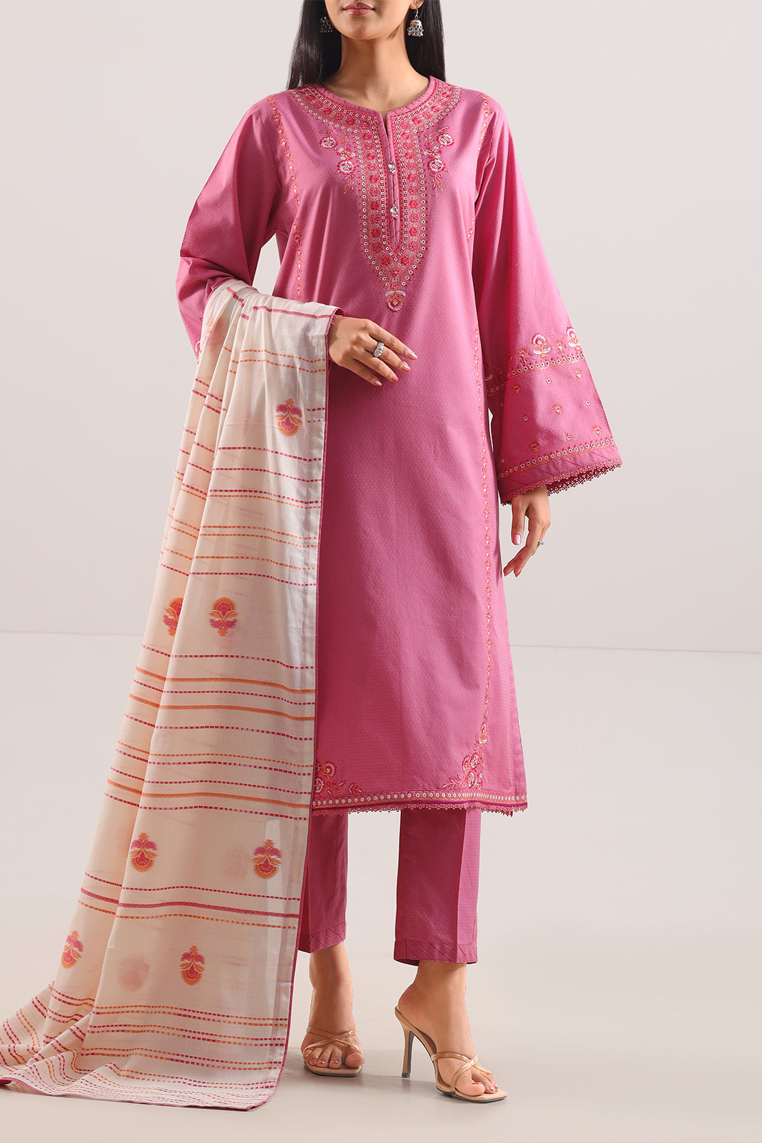 Luxury Pret Embroidered Cotton Jacquard Stitched 3 Piece108019