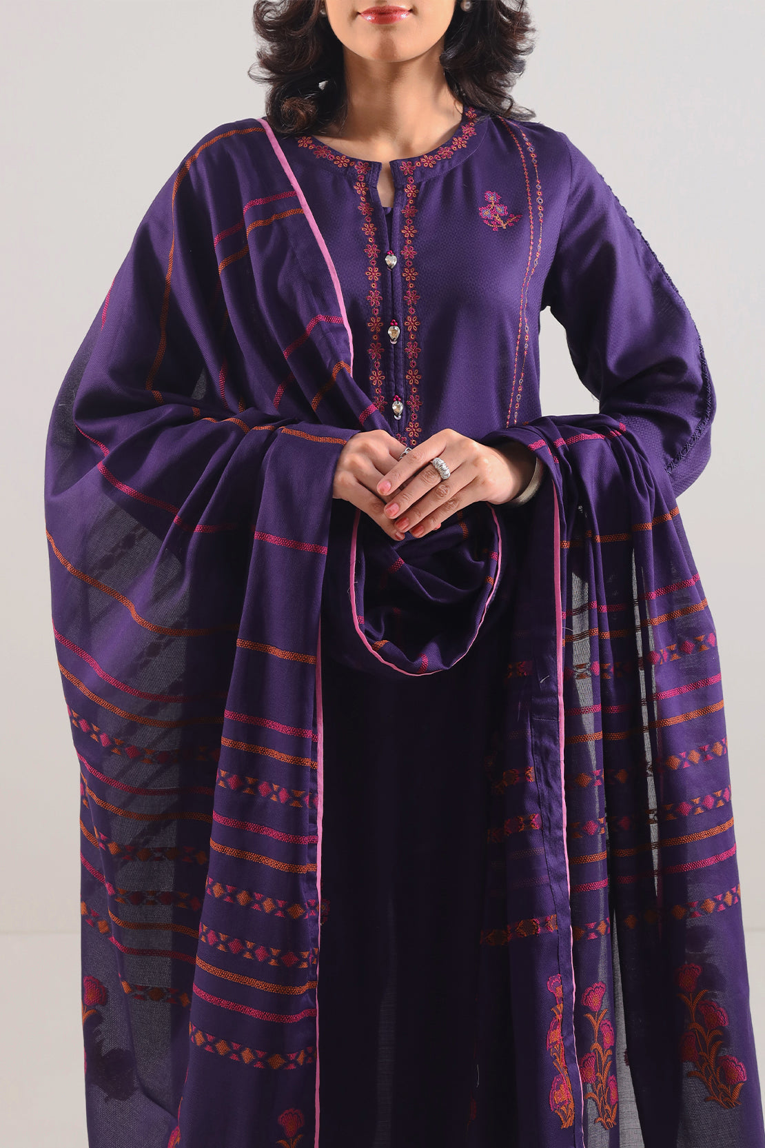 Luxury Pret Embroidered Cotton Jacquard Stitched 3 Piece107970