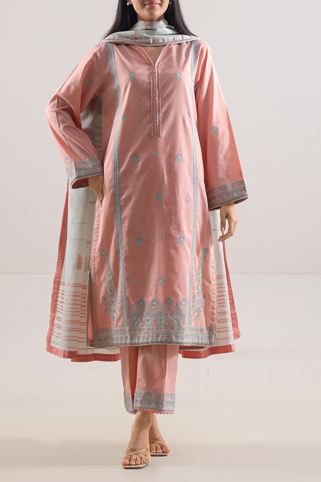 Luxury Pret Embroidered Cotton Jacquard Stitched 3 Piece107998