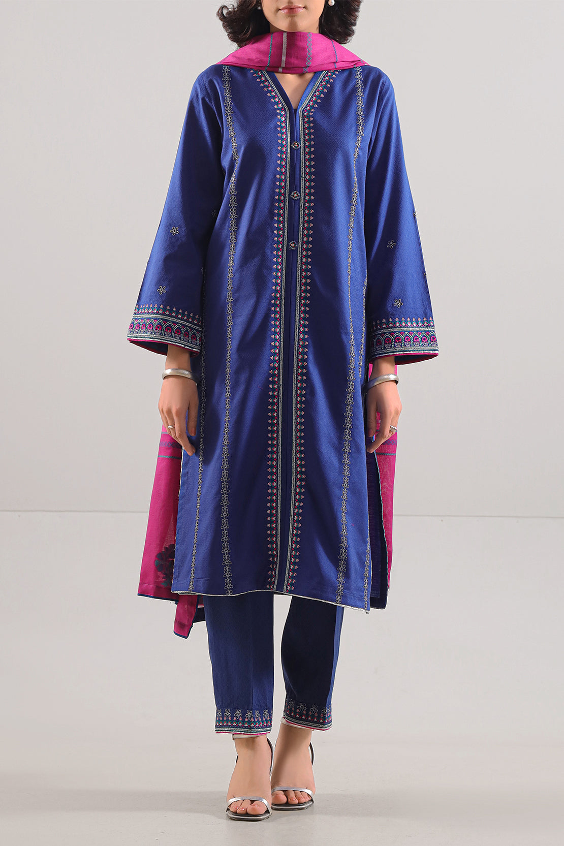 Luxury Pret Embroidered Cotton Jacquard Stitched 3 Piece108005