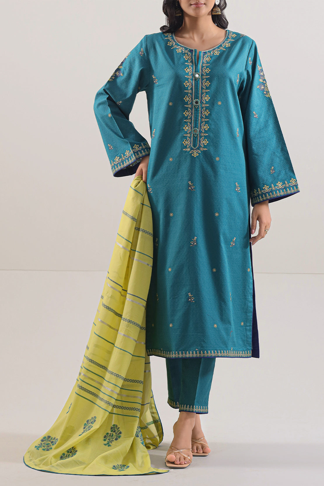 Luxury Pret Embroidered Cotton Jacquard Stitched 3 Piece108012