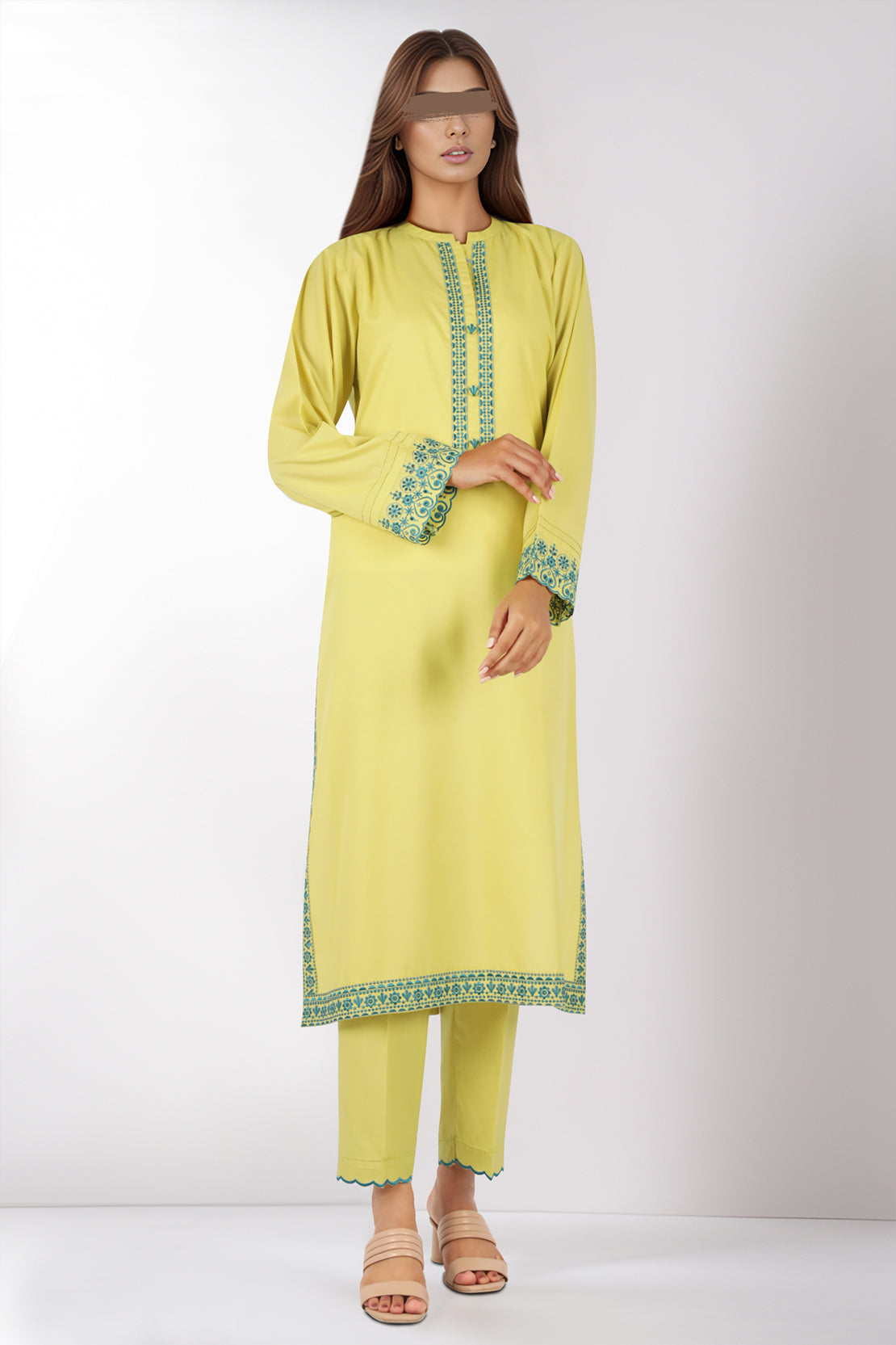 Solid Embroidered Easy Care Weave Stitched 2 Piece (Shirt/Trouser)57056