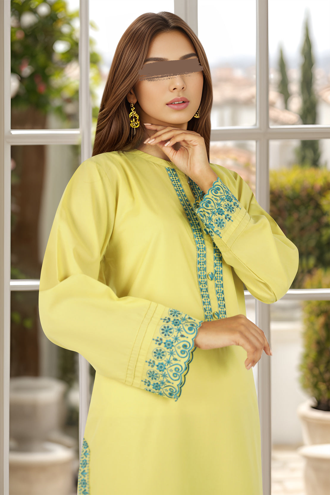 Solid Embroidered Easy Care Weave Stitched 2 Piece (Shirt/Trouser)57056