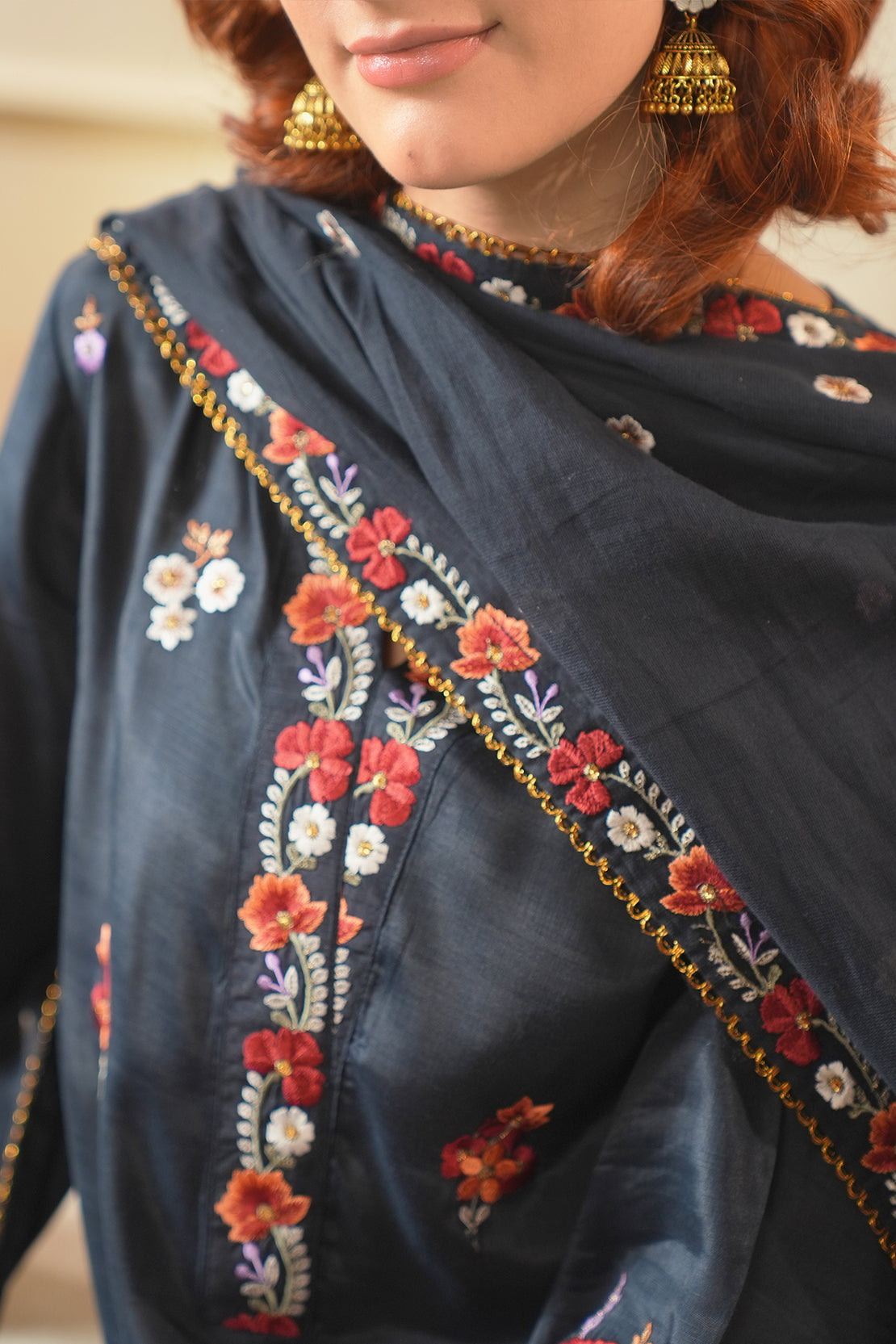 Luxury Pret Embroidered Raw Silk Stitched 3 Piece57301