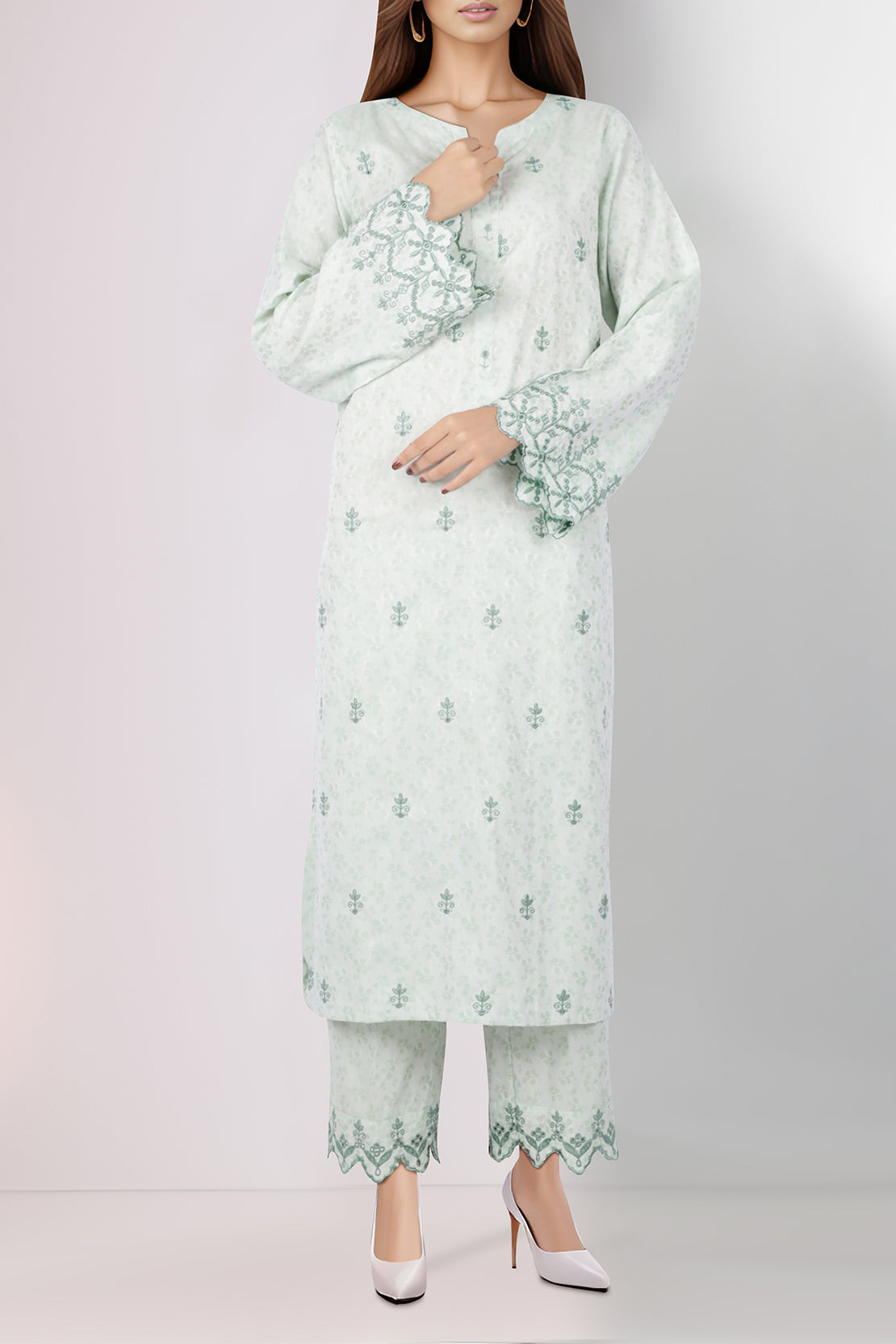 Embroidered Cotton Jacquard Stitched 2 Piece (Shirt/Trouser)58487