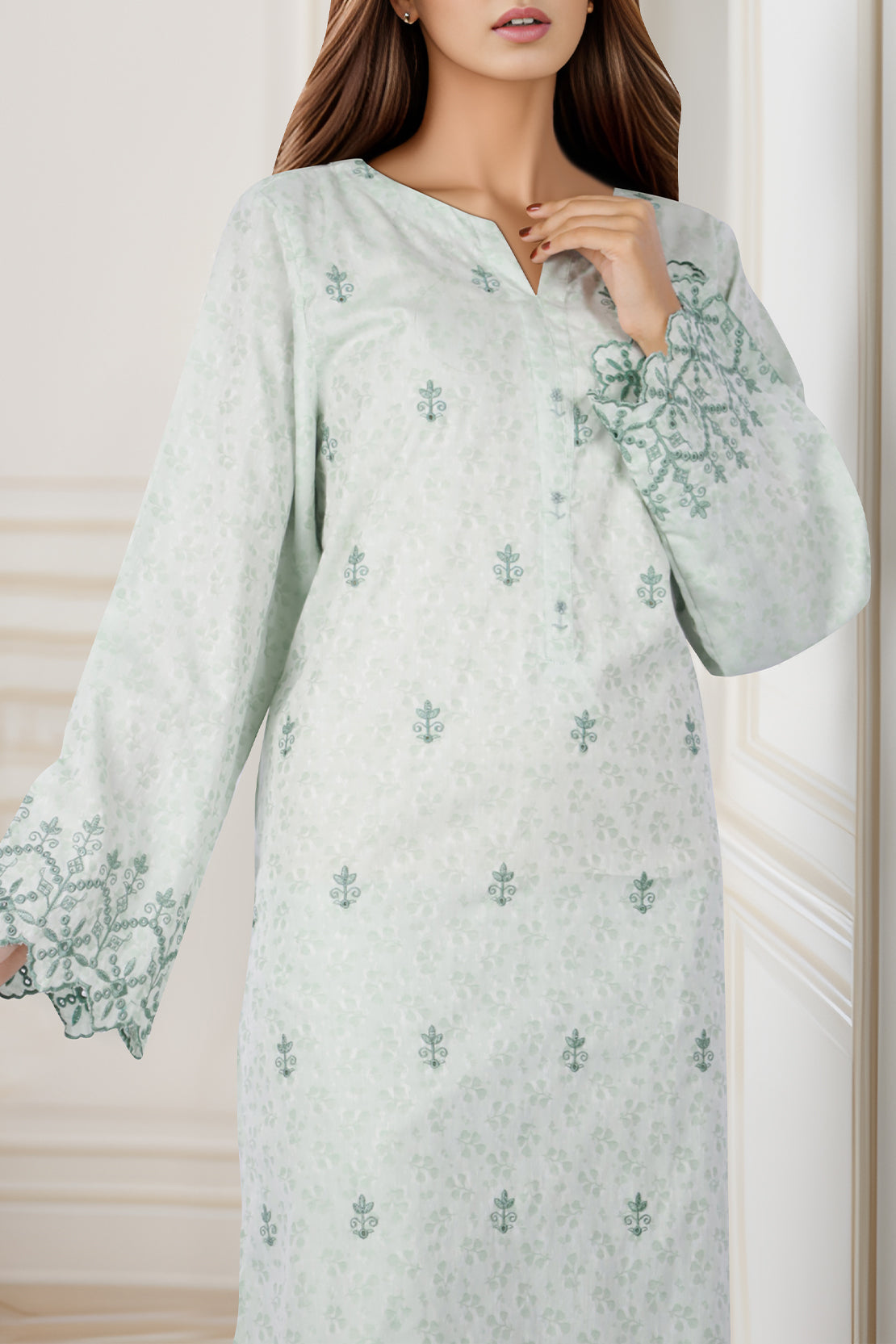Embroidered Cotton Jacquard Stitched 2 Piece (Shirt/Trouser)58487