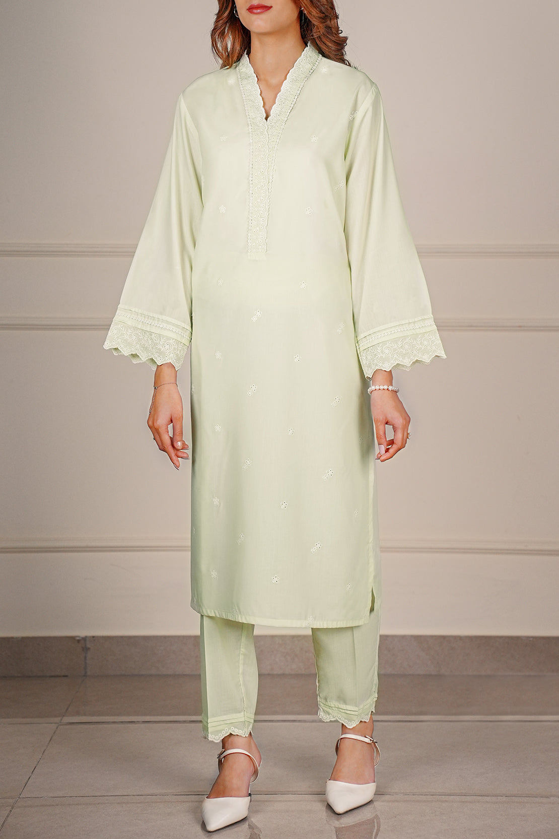 Solid Embroidered Easy Care Weave Stitched 2 Piece (Shirt/Trouser)58462