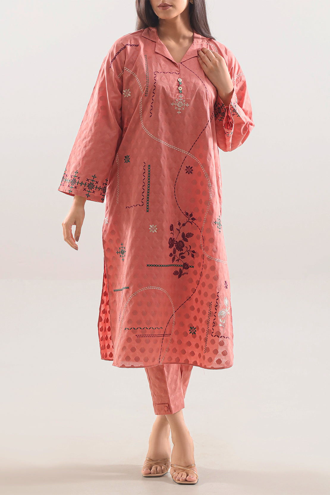 Embroidered Cotton Jacquard Stitched 2 Piece (Shirt/Trouser)120951