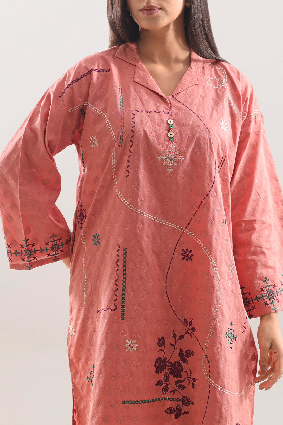 Embroidered Cotton Jacquard Stitched 2 Piece (Shirt/Trouser)120951