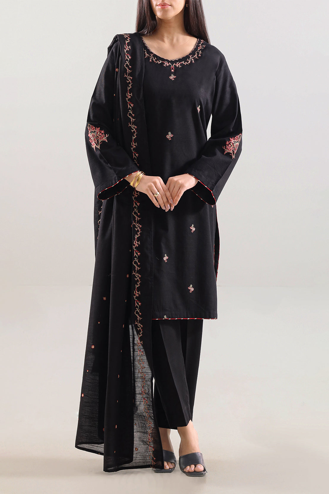 Solid Embroidered Soft Touch Cotton Stitched 2 Piece (Shirt/Trouser)67961