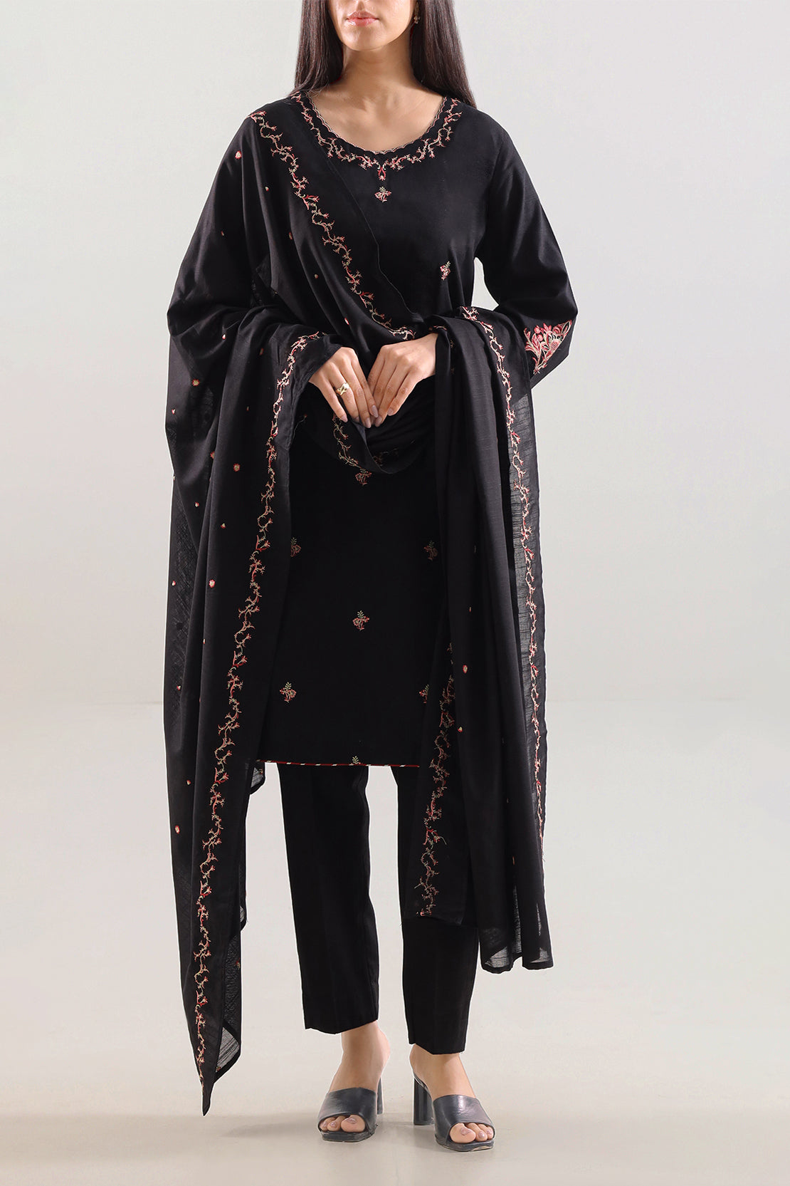 Solid Embroidered Soft Touch Cotton Stitched 2 Piece (Shirt/Trouser)67961