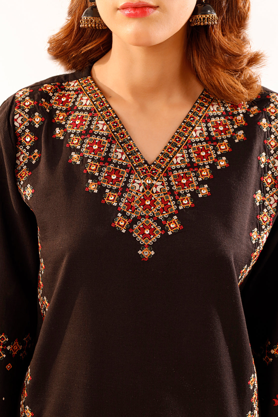 Solid Embroidered Zari Stript Stitched 2 Piece (Shirt/Trouser)76432