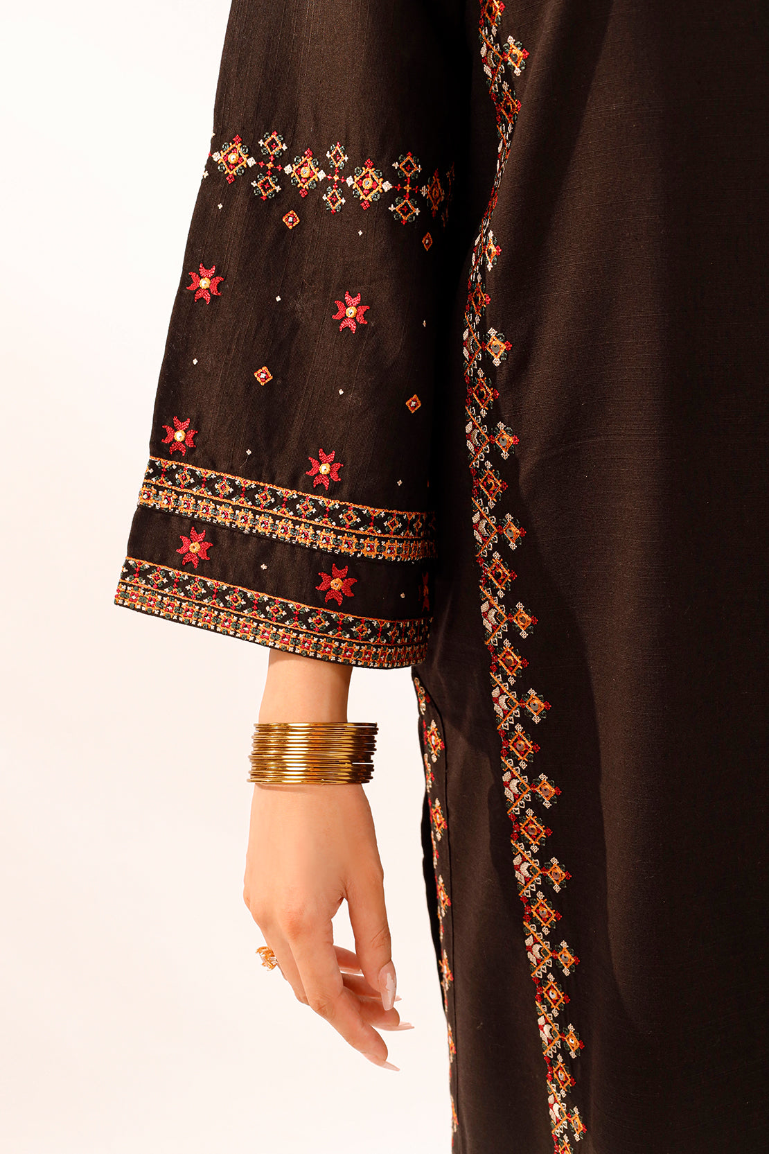 Solid Embroidered Zari Stript Stitched 2 Piece (Shirt/Trouser)76432