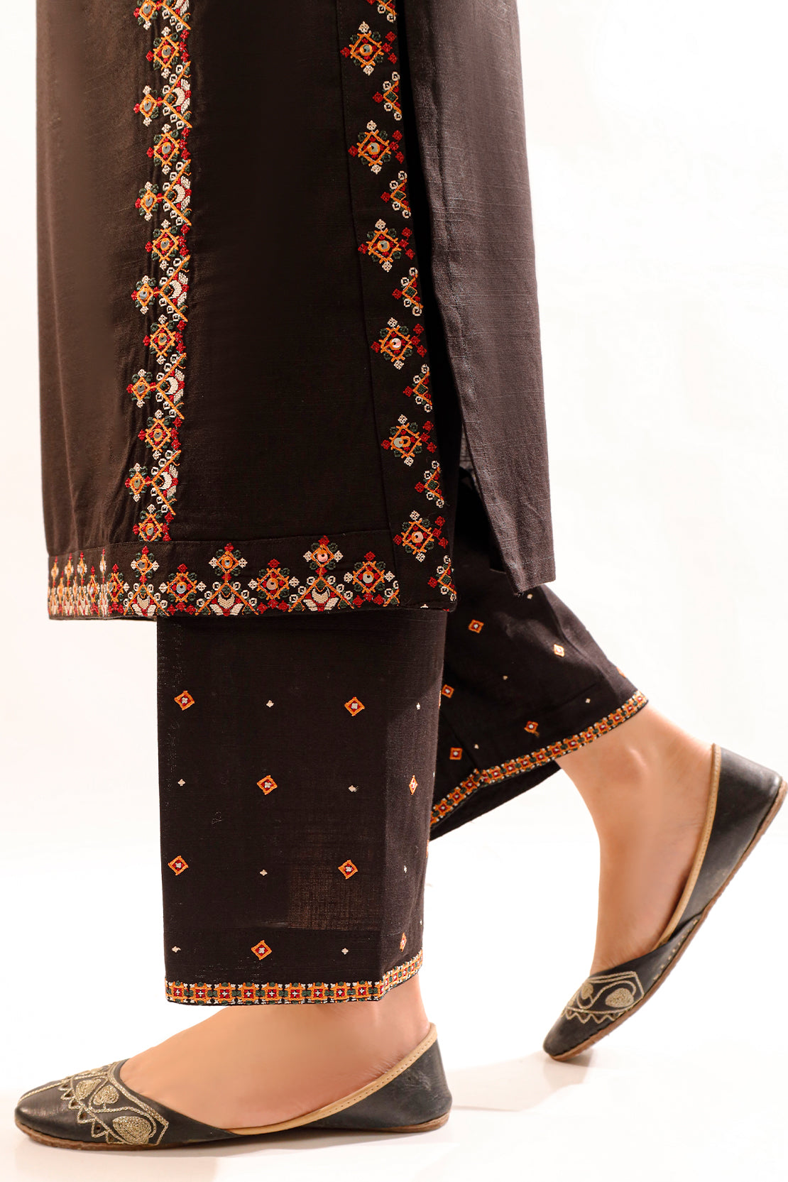Solid Embroidered Zari Stript Stitched 2 Piece (Shirt/Trouser)76432