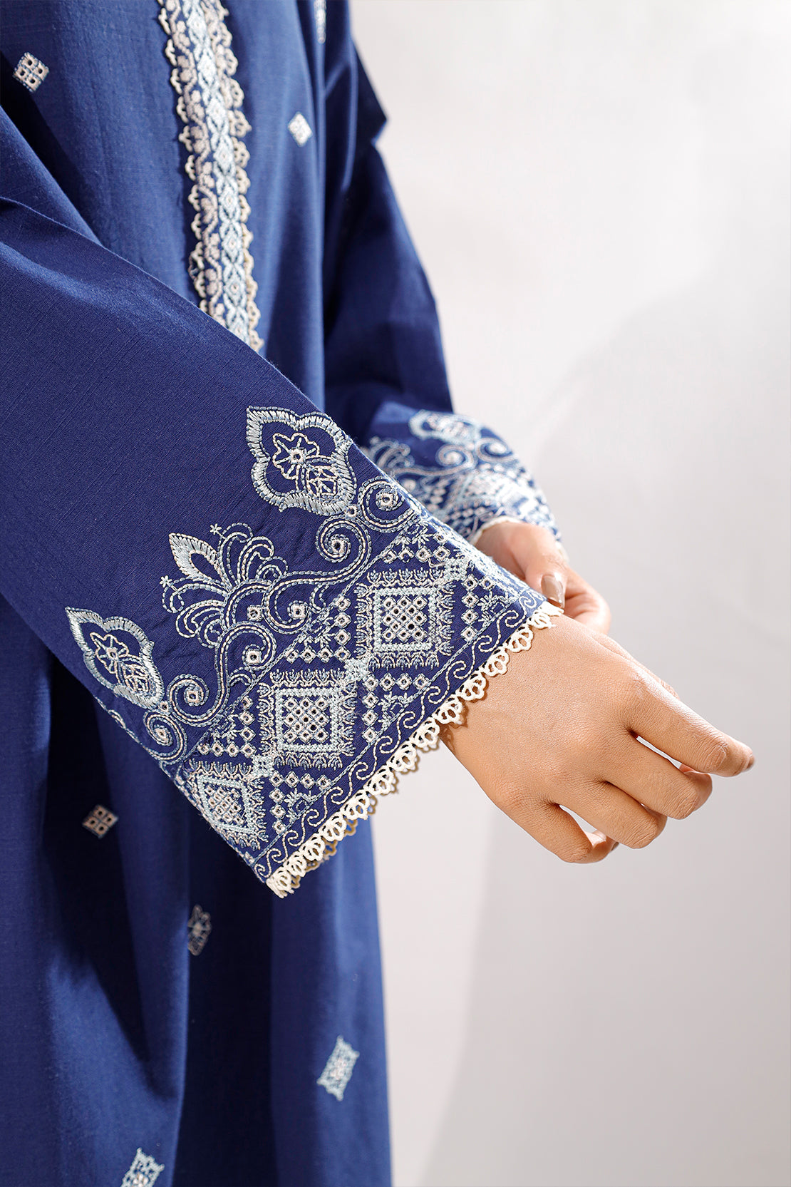 Solid Embroidered Slub Cotton Stitched 2 Piece (Shirt/Trouser)72929