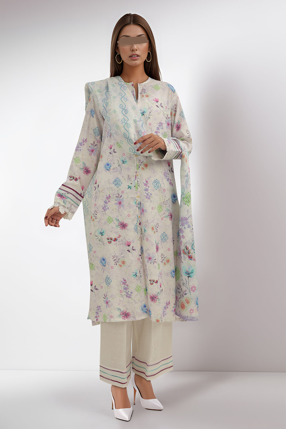 Cotton Jacquard Stitched 2 Piece (Shirt/Dupatta)58175