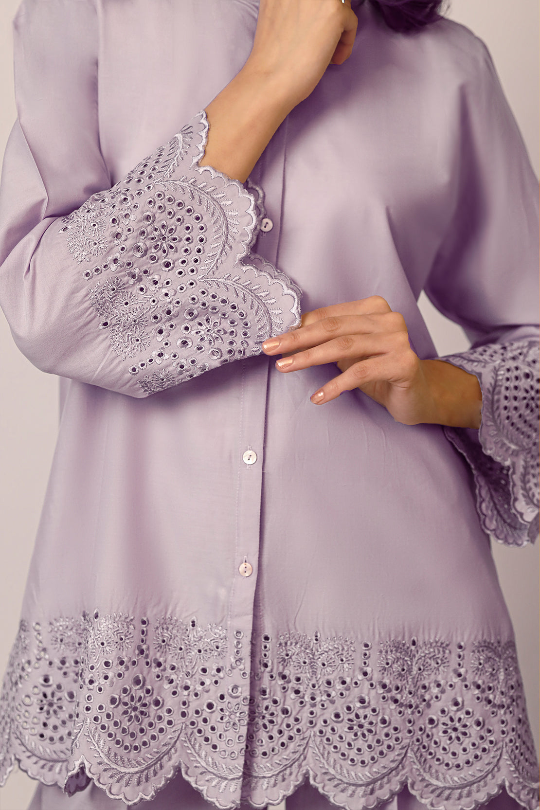 Solid Embroidered Cotton Stitched 2 Piece (Shirt/Trouser)59264