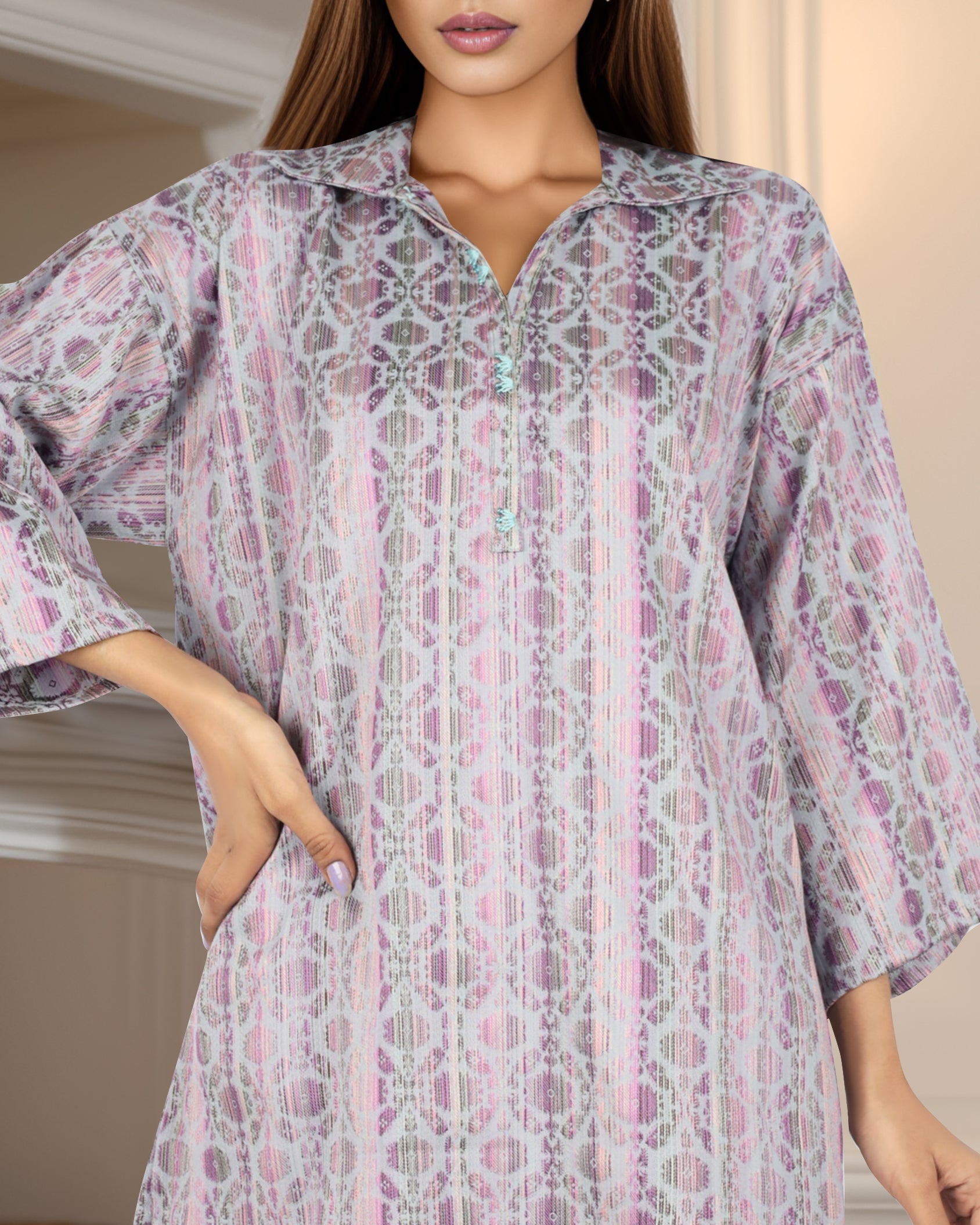 Cotton Jacquard Stitched 2 Piece (Shirt/Trouser)60547