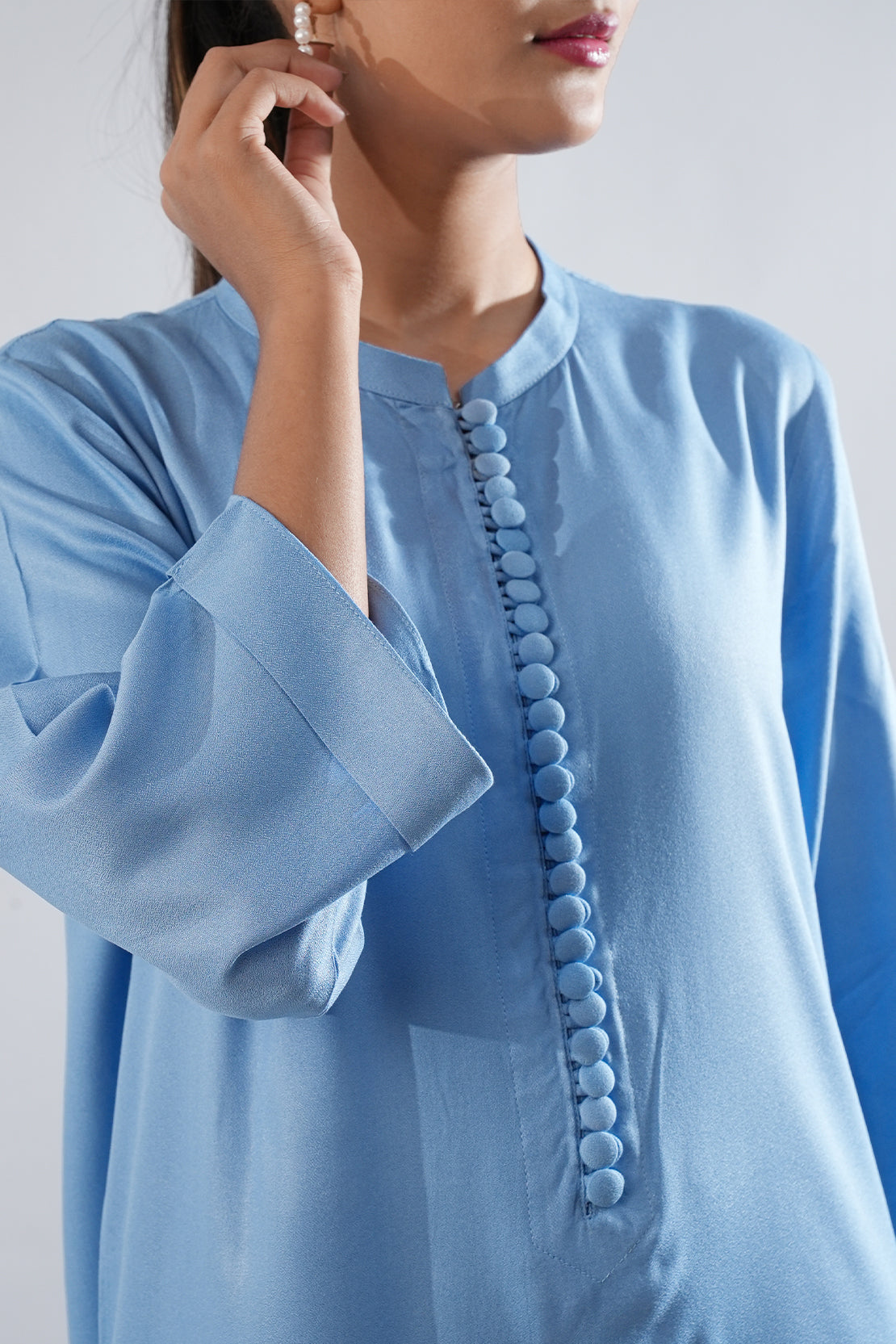 Solid Embroidered Dobby Crepe Stitched 2 Piece (Shirt/Trouser)80103