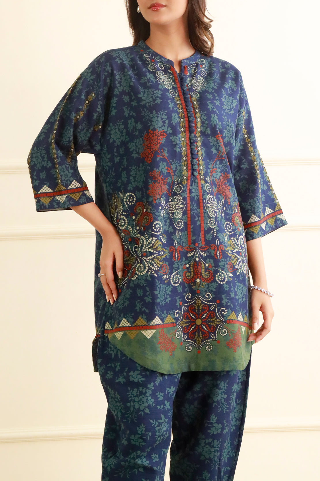 Printed Khaddar Stitched Shirt74682