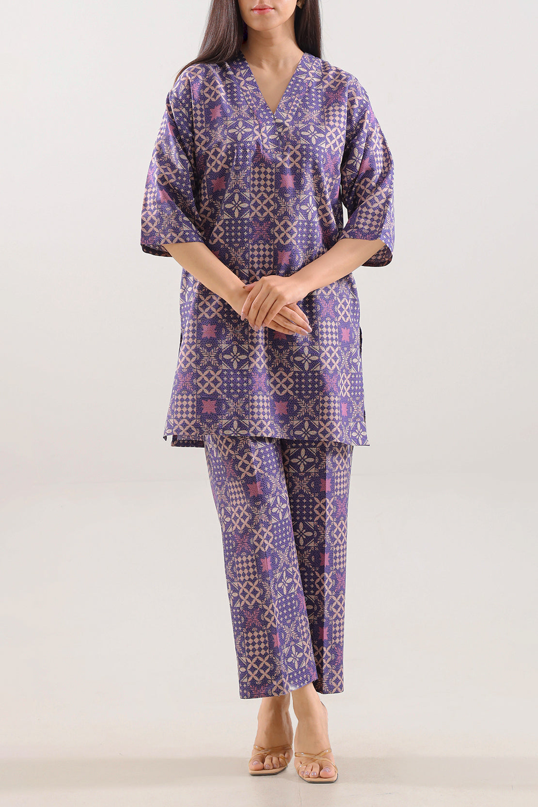 Stitched Printed Slub Cotton Shirt76187