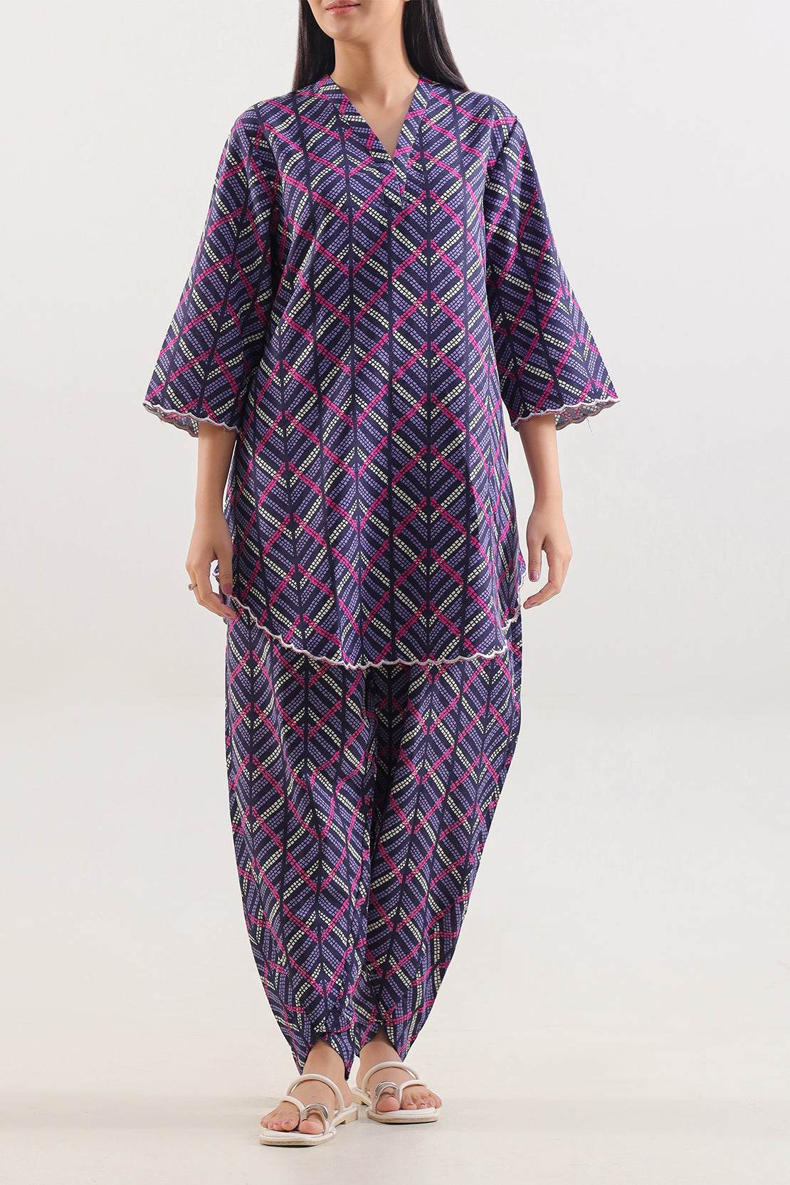 Printed Slub Cotton Stitched Shirt76271