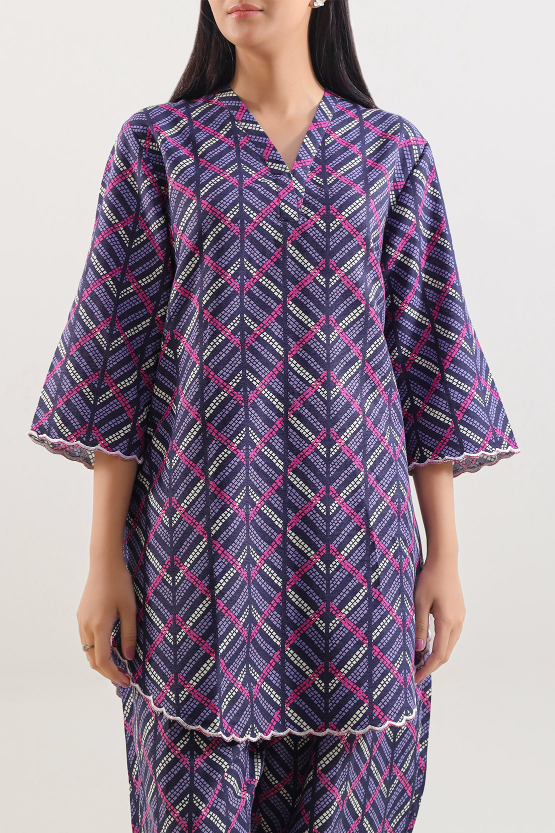 Printed Slub Cotton Stitched Shirt76271