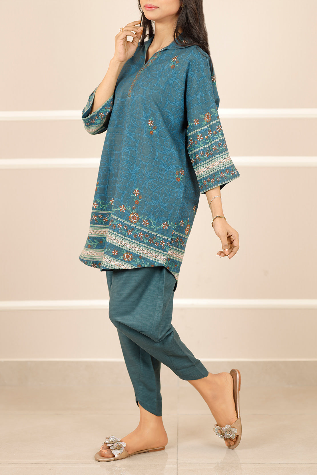 Printed Khaddar Stitched 2 Piece (Shirt/Trouser)76306