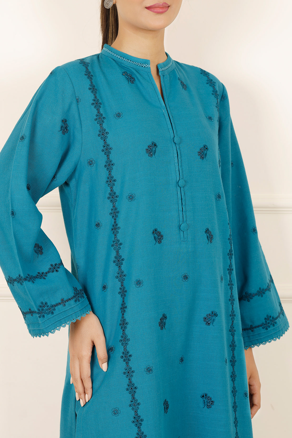 Solid+Emb Khaddar Stitched 2 Piece (Shirt/Trouser)76442