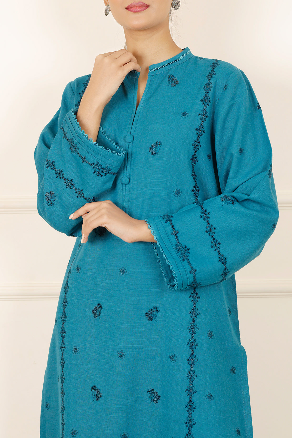 Solid+Emb Khaddar Stitched 2 Piece (Shirt/Trouser)76442