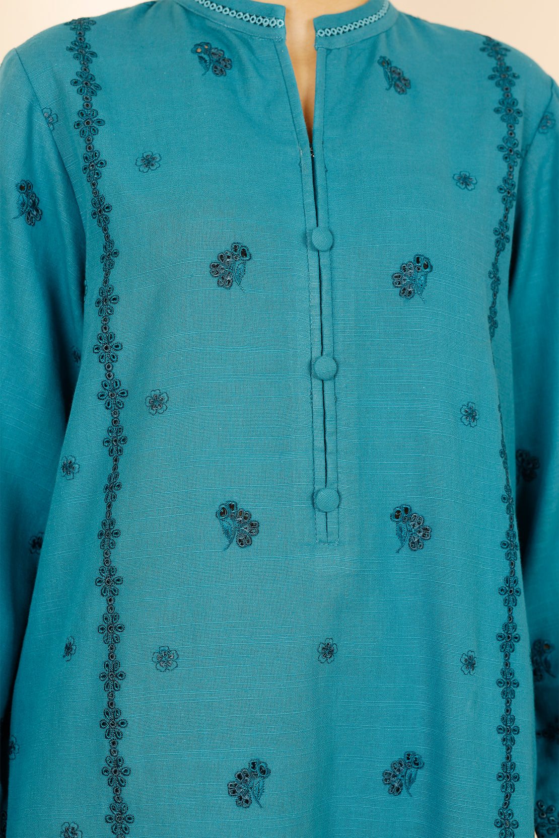 Solid+Emb Khaddar Stitched 2 Piece (Shirt/Trouser)76442