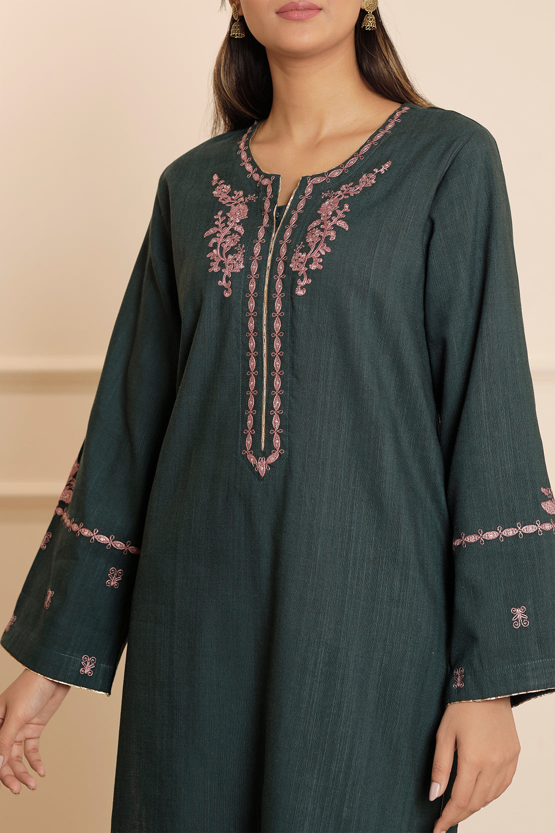 Solid Embroidered Soft Raw Silk Stitched 2 Piece (Shirt/Trouser)74560