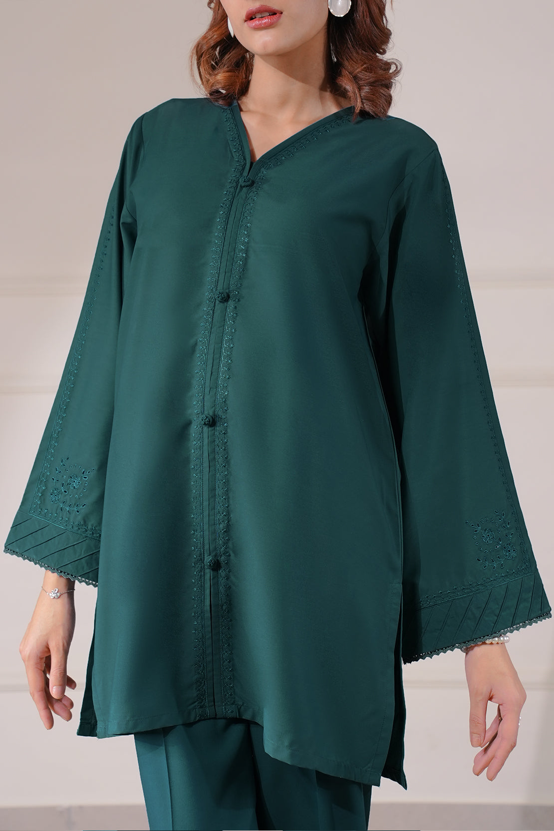 Solid Embroidered Easy Care Weave Stitched 2 Piece (Shirt/Trouser)67738