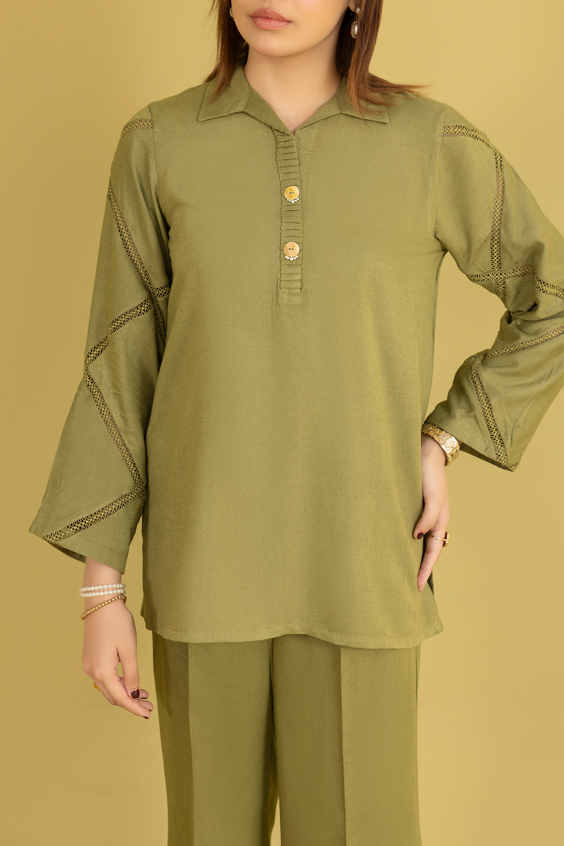 Solid Acrylic Stitched Shirt/Trouser 2 Piece80445