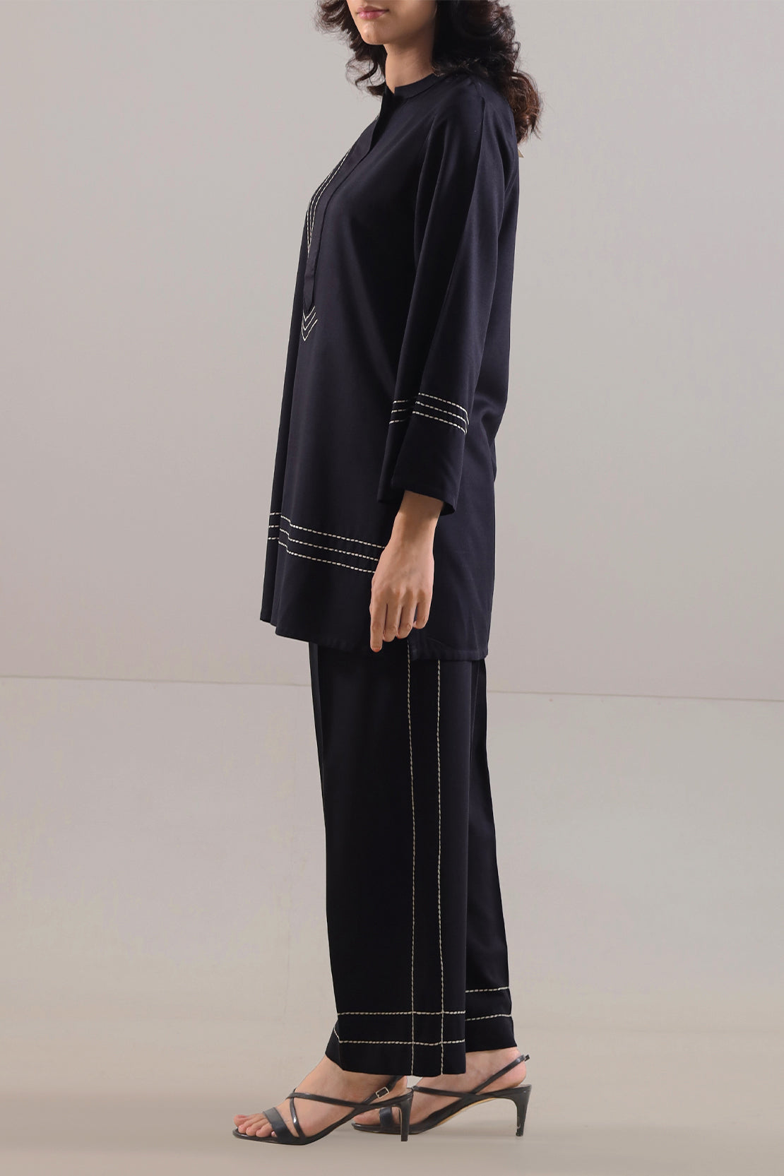 Solid Embroidered Acrylic Stitched Shirt/Trouser 2 Piece80494