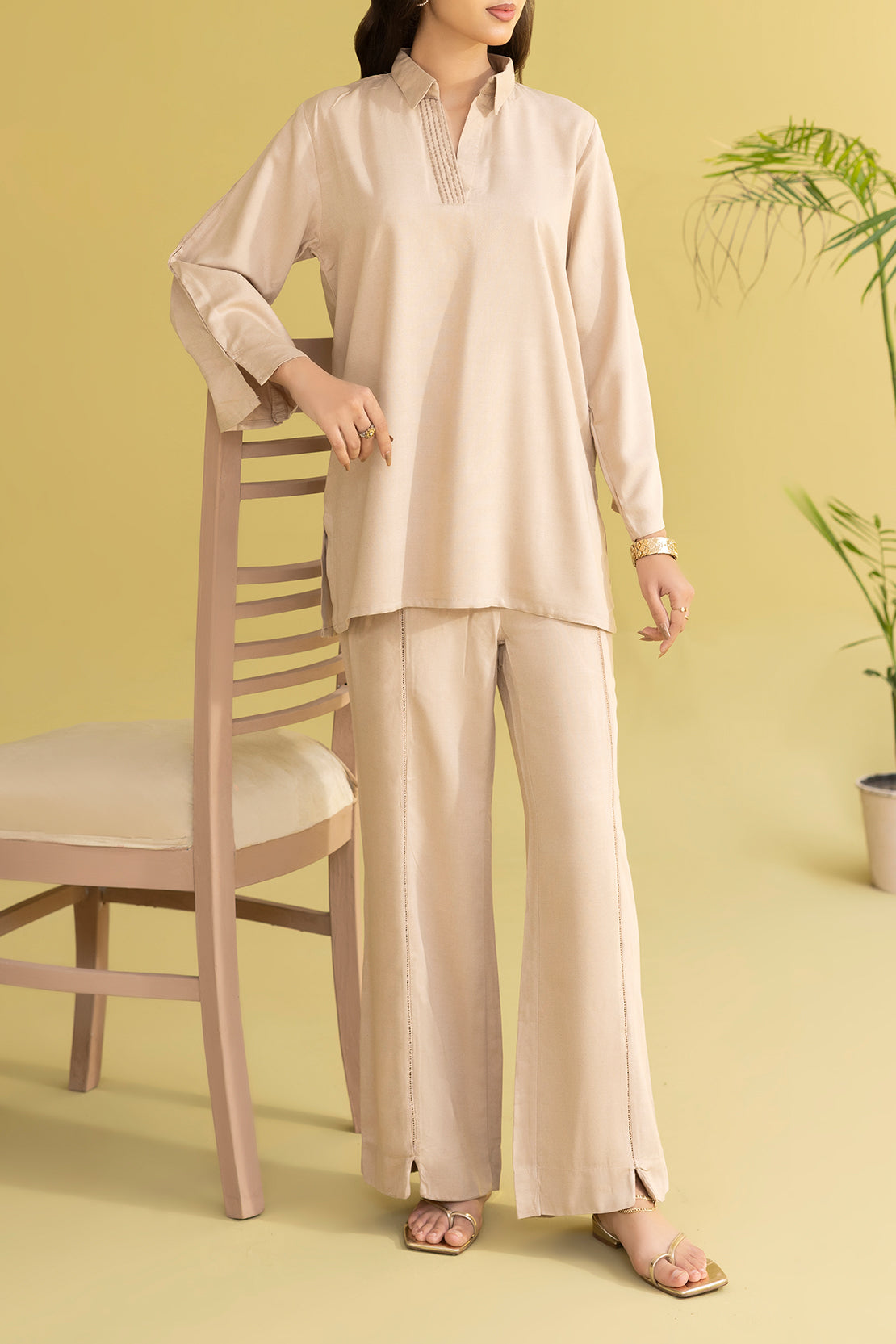 Solid Acrylic Stitched Shirt/Trouser 2 Piece79271