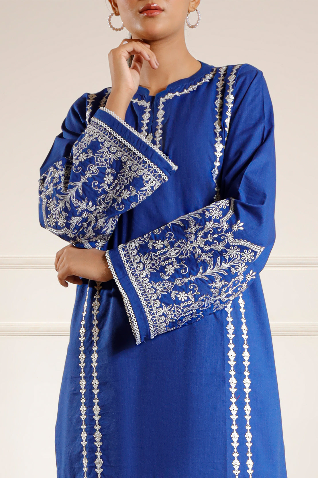 Solid Embroidered Soft Raw Silk Stitched 2 Piece (Shirt/Trouser)77733