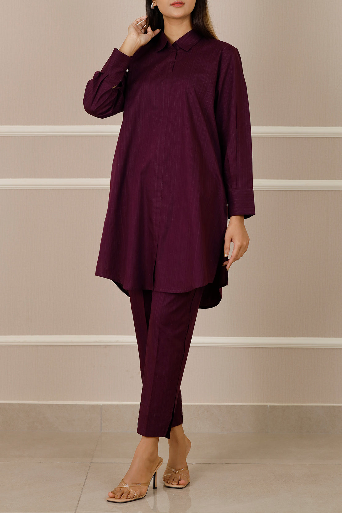 Solid Zari Stript Stitched 2 Piece (Shirt/Trouser)75912