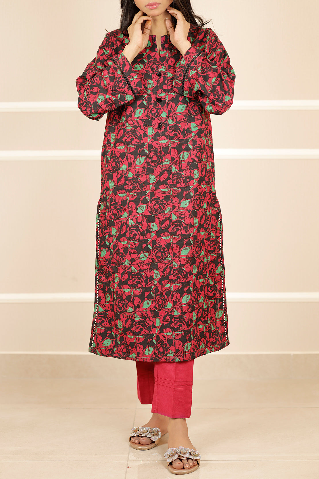 Printed Khaddar Stitched 2 Piece (Shirt/Trouser)76327