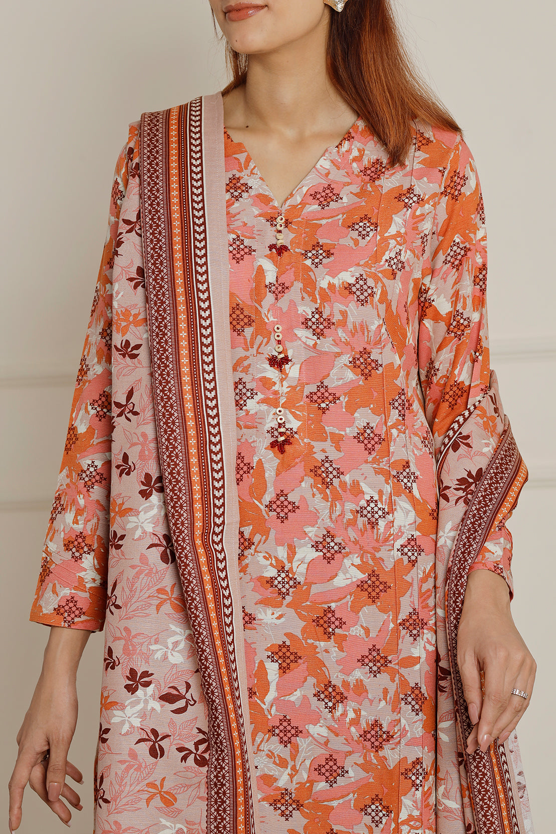 Printed Khaddar Stitched Shirt74745