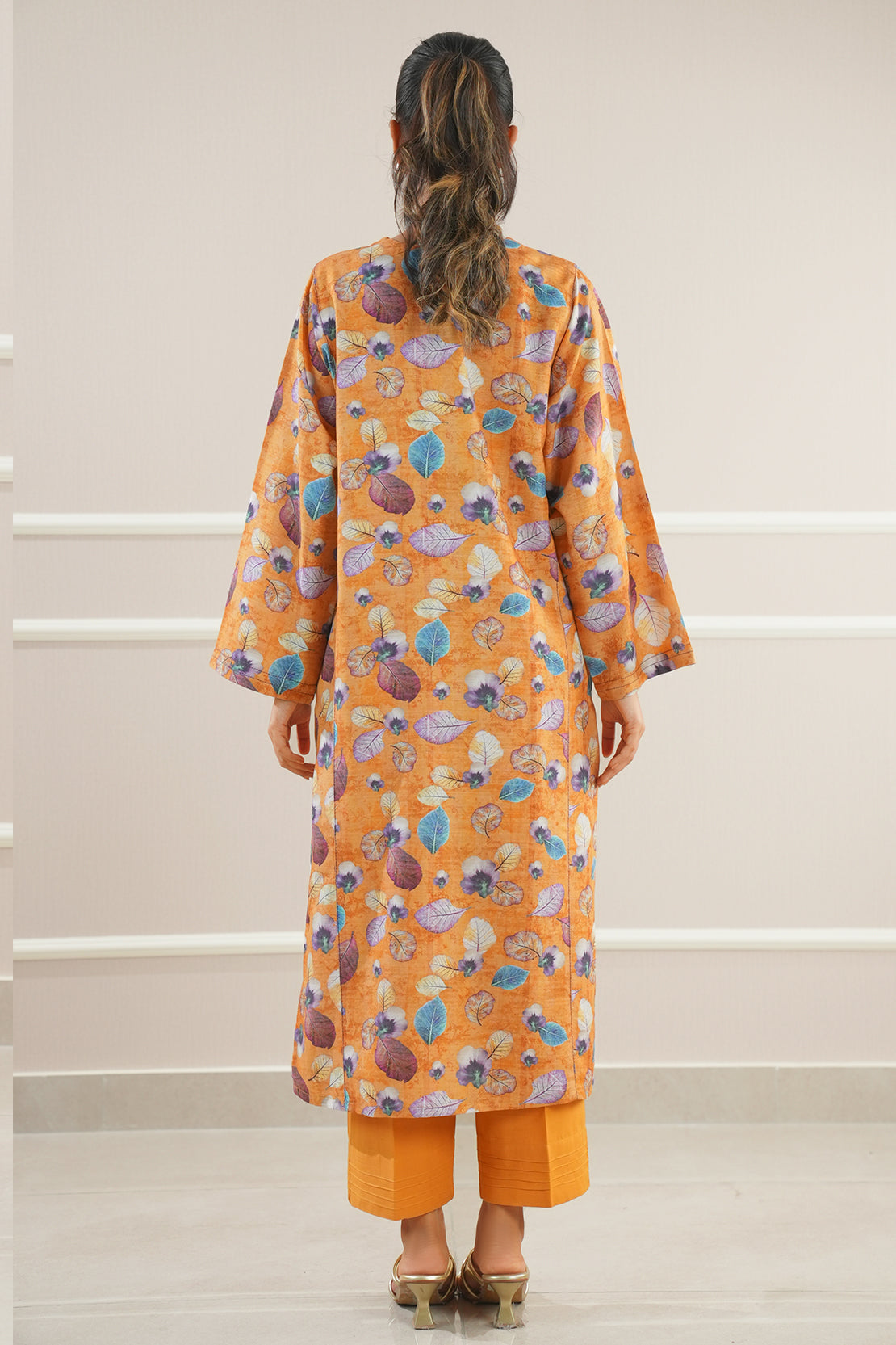 Printed Slub Cotton Stitched Shirt75044