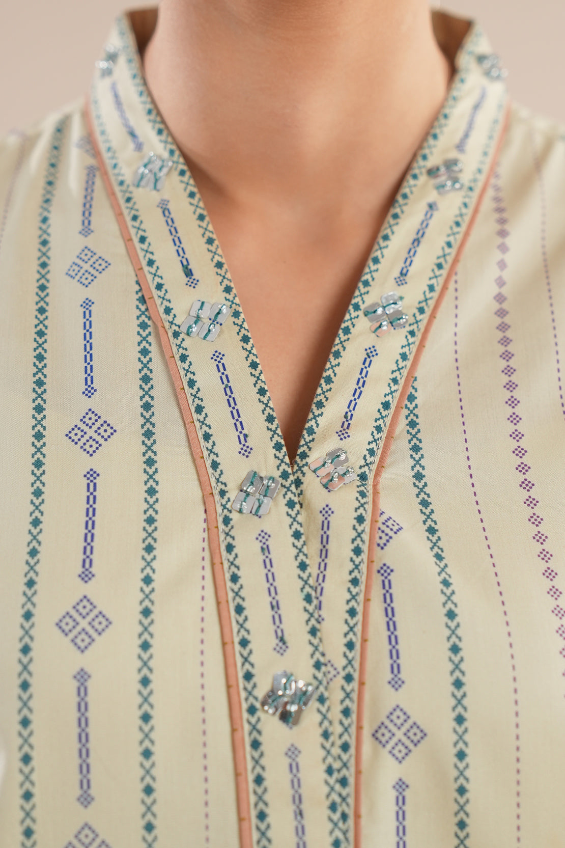 Printed Soft Touch Cotton Stitched Shirt74504