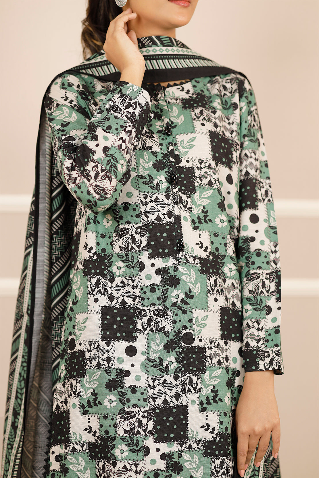 Printed Khaddar Stitched Shirt73610