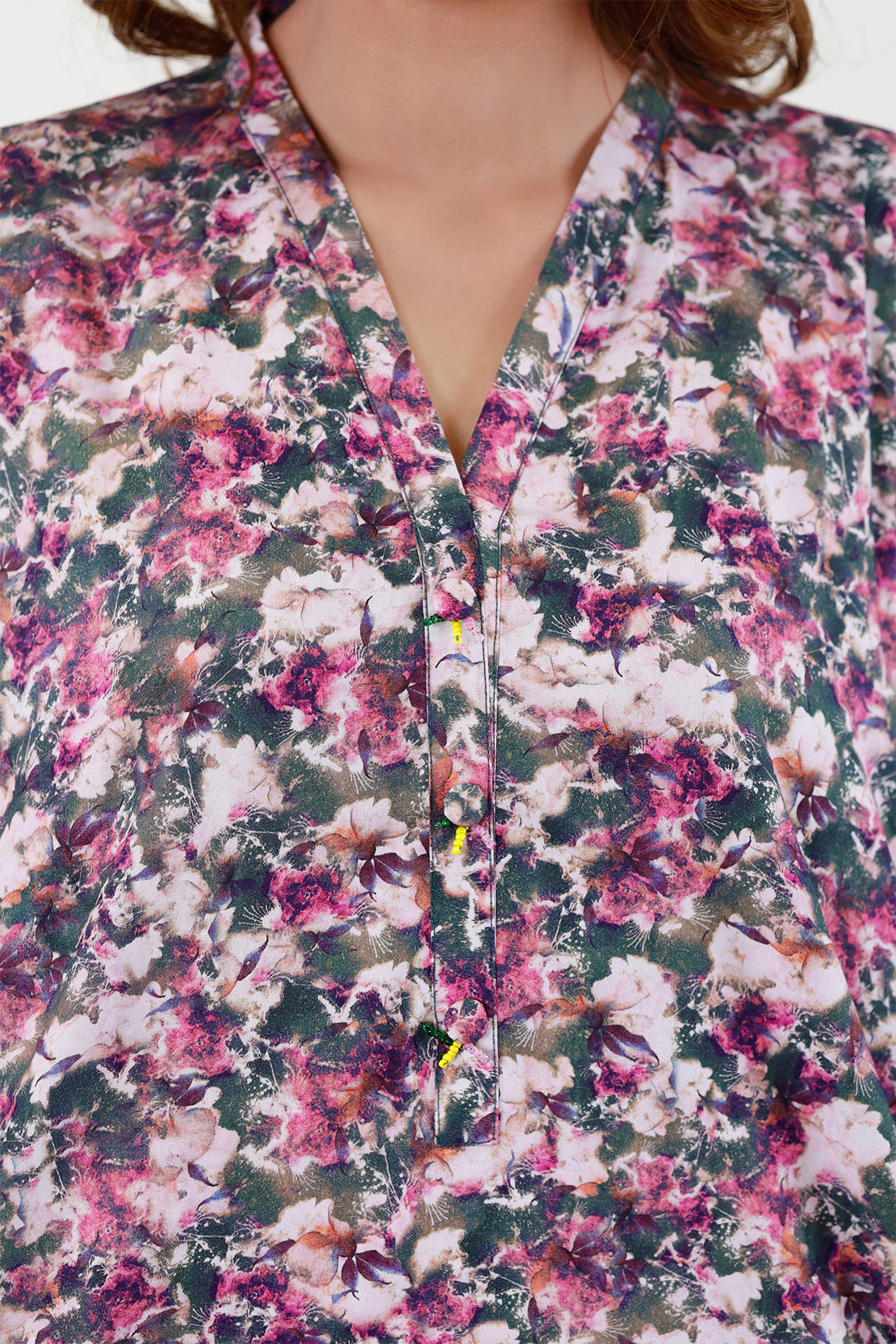 Printed Slub Cotton Stitched Shirt76696