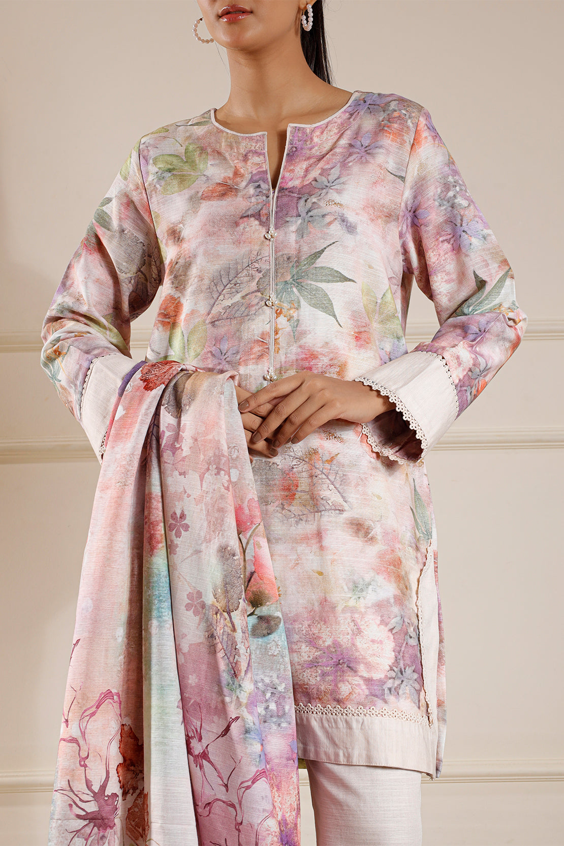 Printed Khaddar Stitched 2 Piece Shirt/Dupatta78433